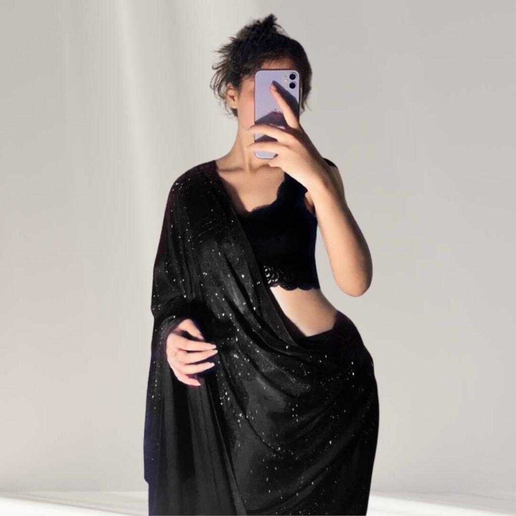  Hidden Face Black Saree DP Photos