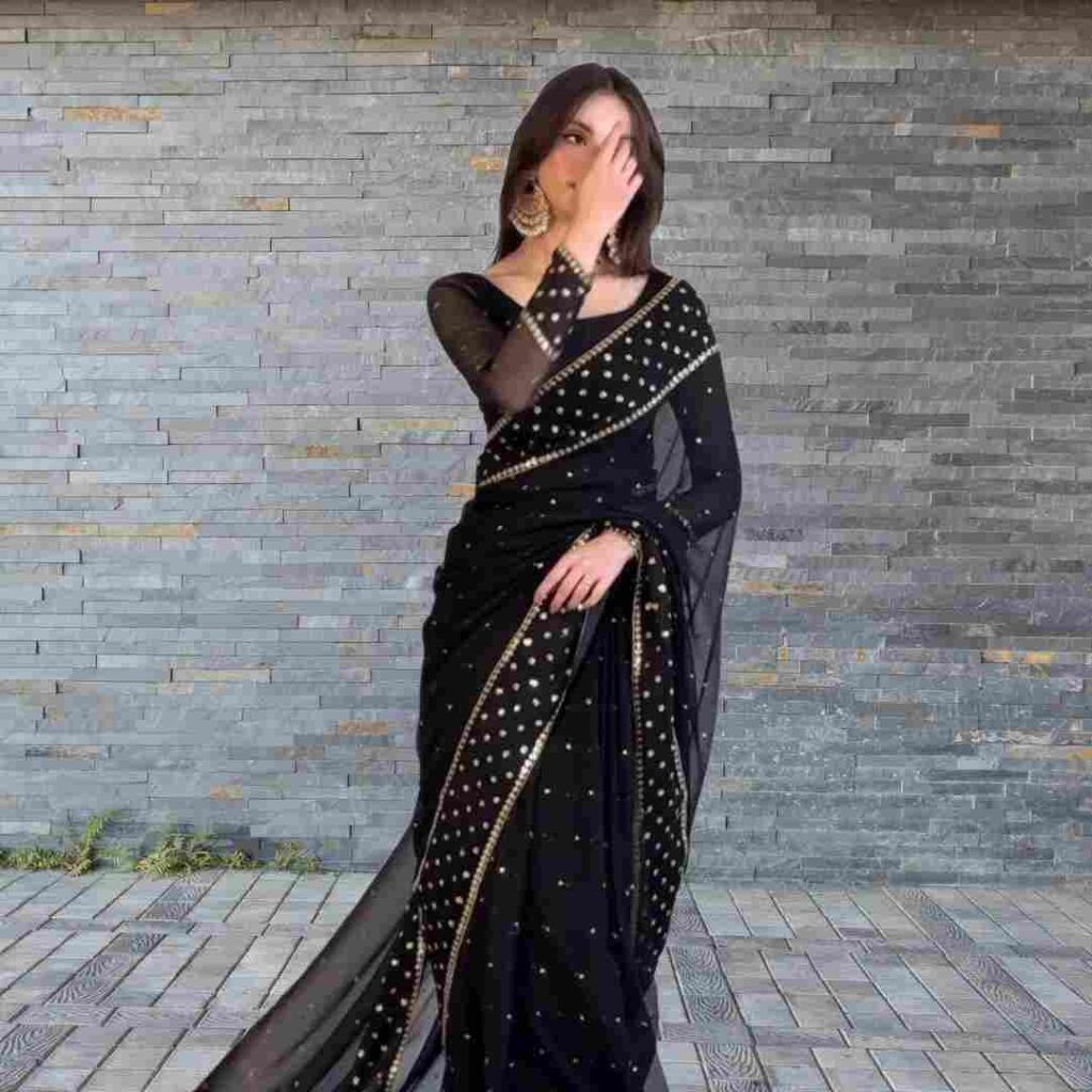  Hidden Face Black Saree DP Photos
