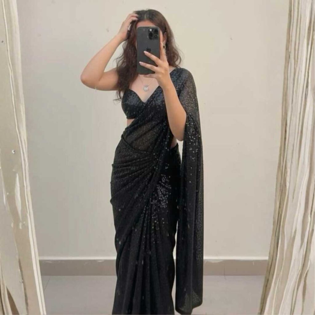  Hidden Face Black Saree DP Photos