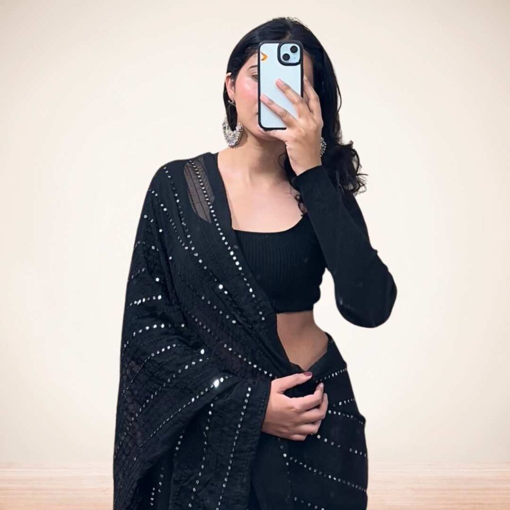  Hidden Face Black Saree DP Photos