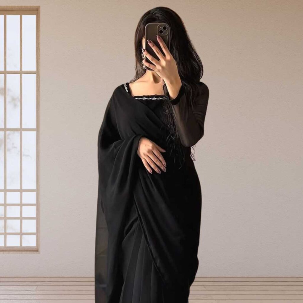  Hidden Face Black Saree DP for Facebook